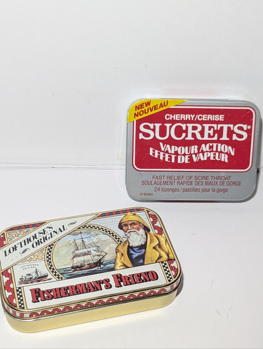 Collectible Metal Tins Pair – Sucrets Vapour Action & Fisherman's Friend